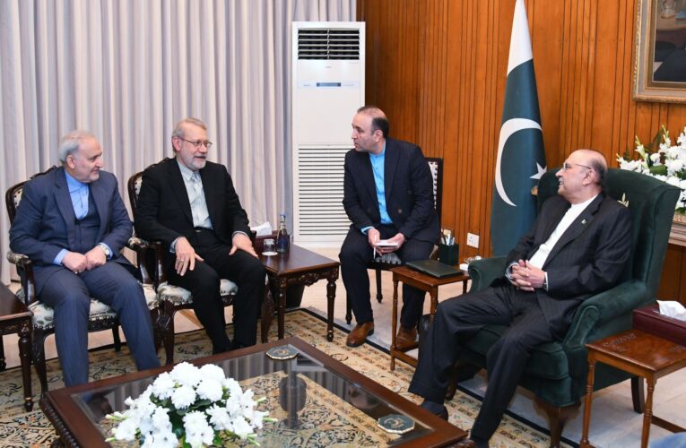 President Asif Ali Zardari meeting H.E. Mr Ali Ardeshir Larijani, Secretary of the Supreme National Security Council of Iran, at Aiwan-e-Sadr.