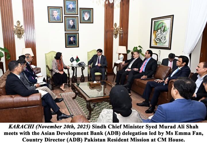 Sindh Chief Minister Syed Murad Ali Shah meets with the Asian Development Bank (ADB) delegation led by Ms Emma Fan, Country Director (ADB) Pakistan Resident Mission at CM House.
