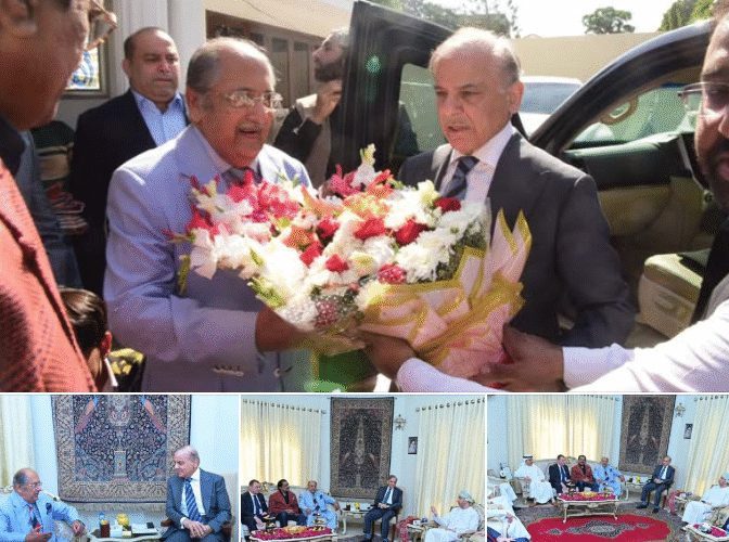 Prime Minister Muhammad Shehbaz Sharif visits the residence of Nawabzada Jam Karam Ali in Karachi.