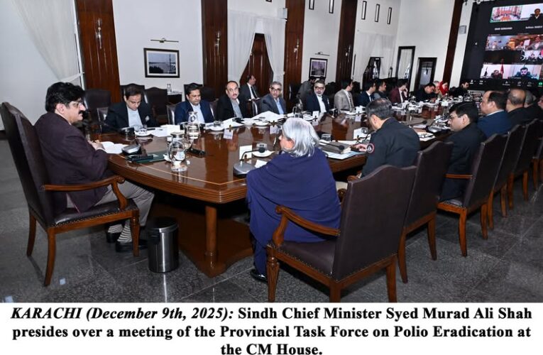 Sindh Chief Minister Syed Murad Ali Shah presides over a meeting of the Provincial Task Force on Polio Eradication at the CM House.
