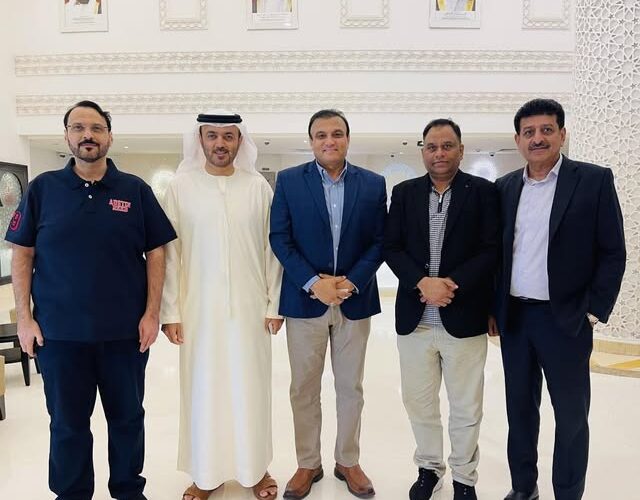 Meeting with HE Dr. Khalid Almidfa Former Chairman Sharjah Media City in Bahi Ajman Palace Hotel along with Executive Director Discover Pakistan UAE Arshad Anjum and Salman Visal – a prominent Pakistani Businessman.
